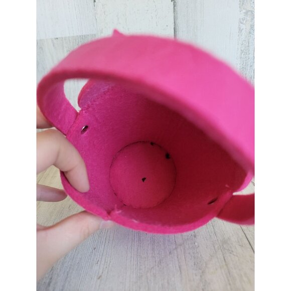 Felt pink mini owl Bird plush bucket pail home decor - Picture 5 of 6